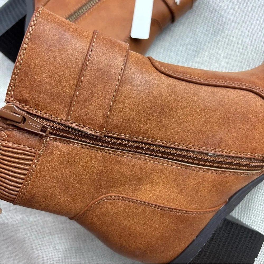 White Mountain Women's Brown Dark Tan Dessert Zipper Booties Shoe Size 6